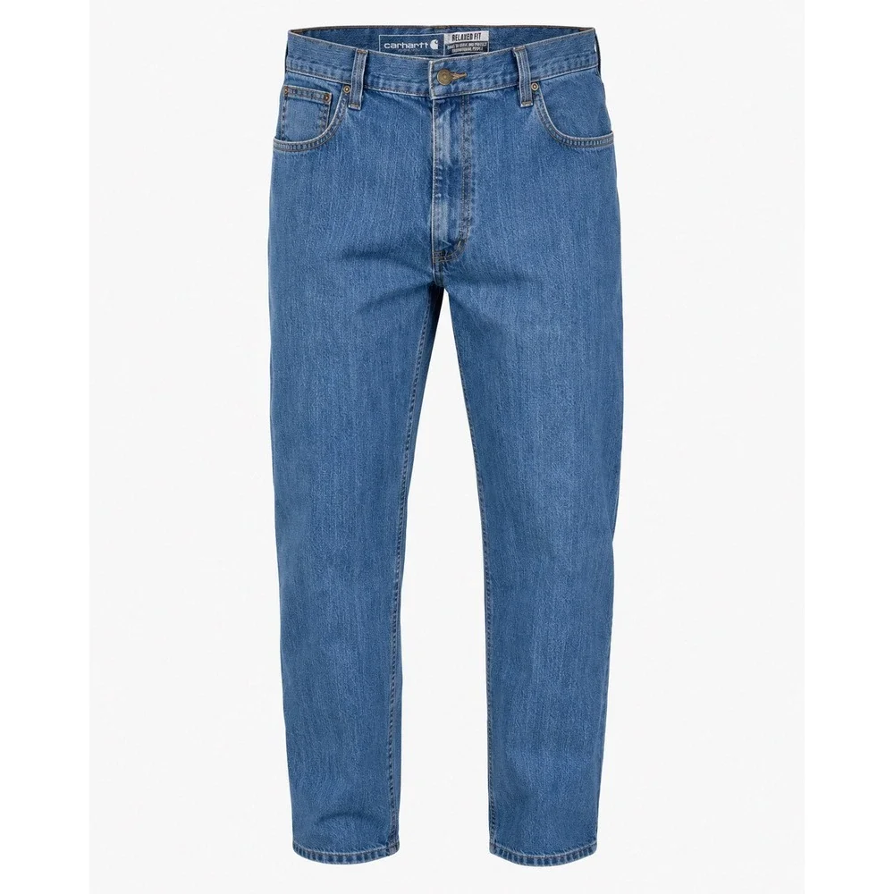 Carhartt Men's Size 42 x 30 Relaxed Fit Straight Leg Blue Denim Workwear Jeans